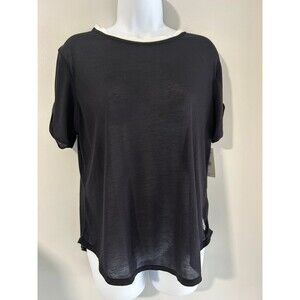 Free People Zephyr Open Back Short Sleeve T-Shirt Black NWT